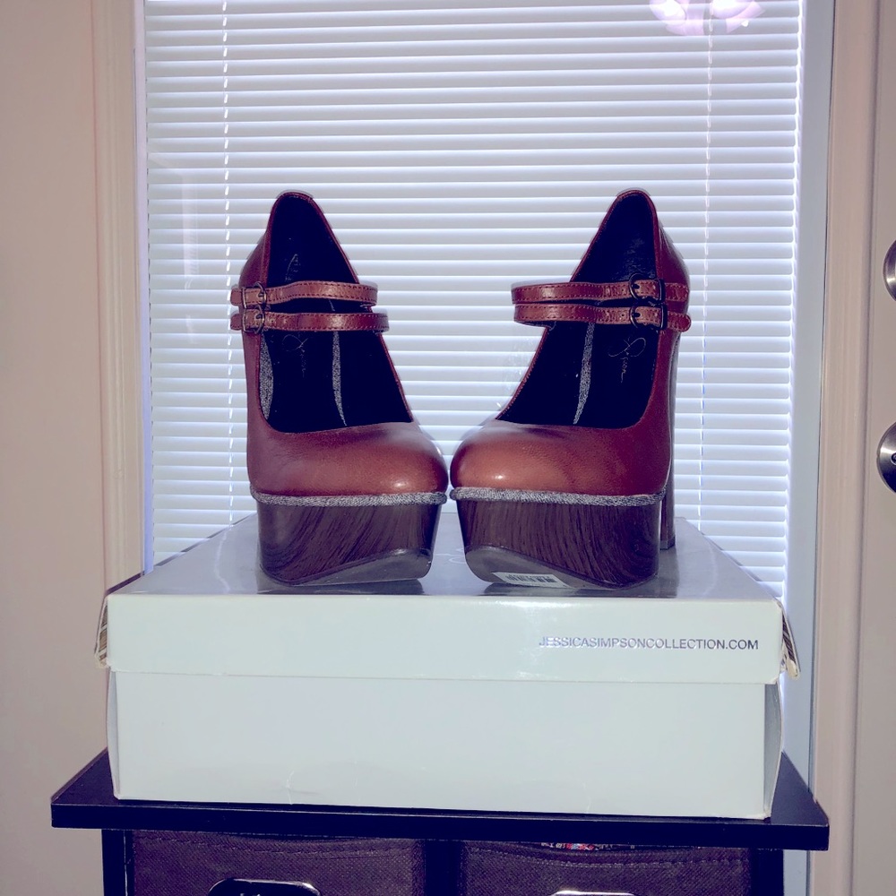 Brown leather heels